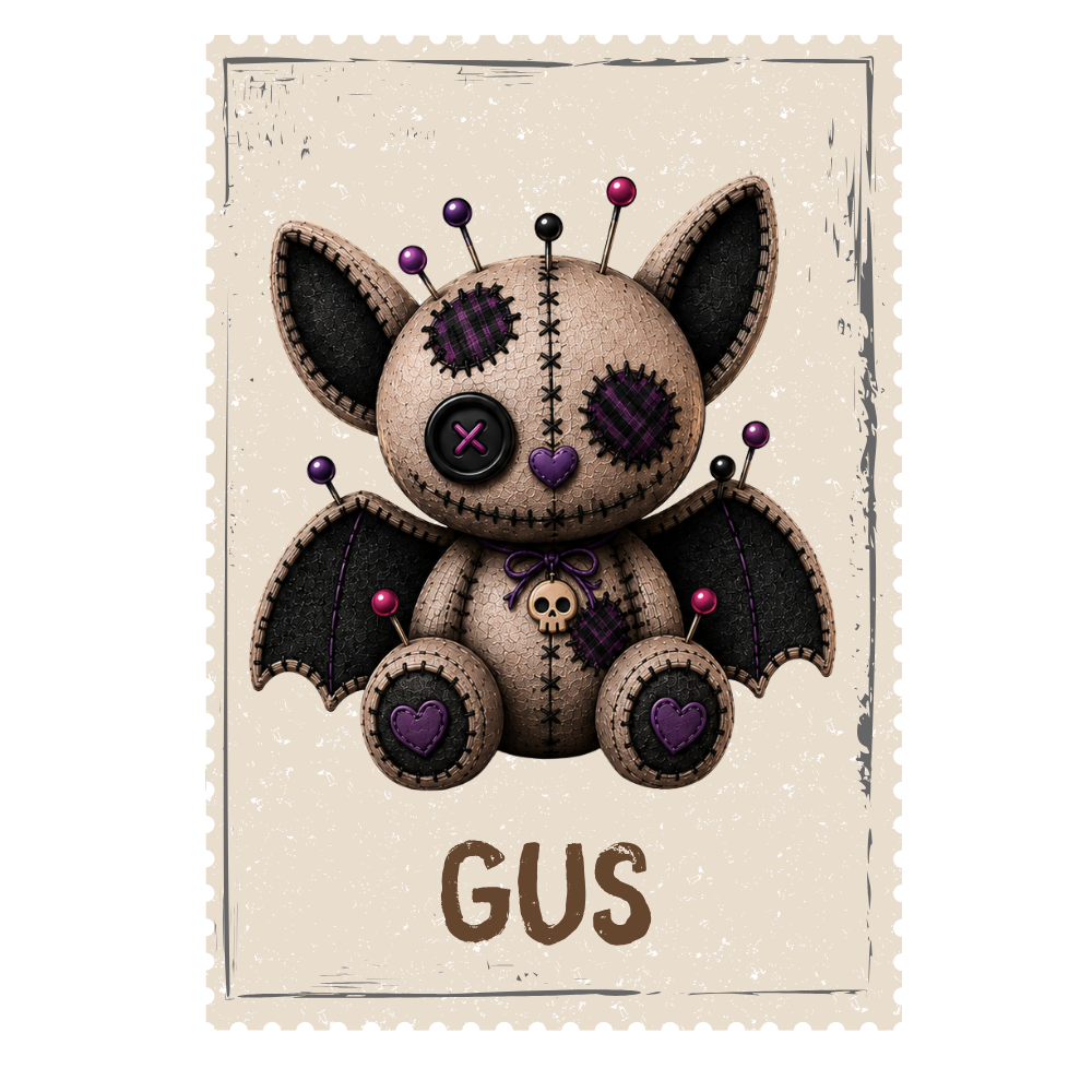 GUS collection - spooky cute bat mugs and stickers by Voodoo Squad