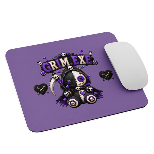 Grim Reaper Mouse Pad – gothic kawaii Halloween desk mat, additional product view, by Voodoo Squad