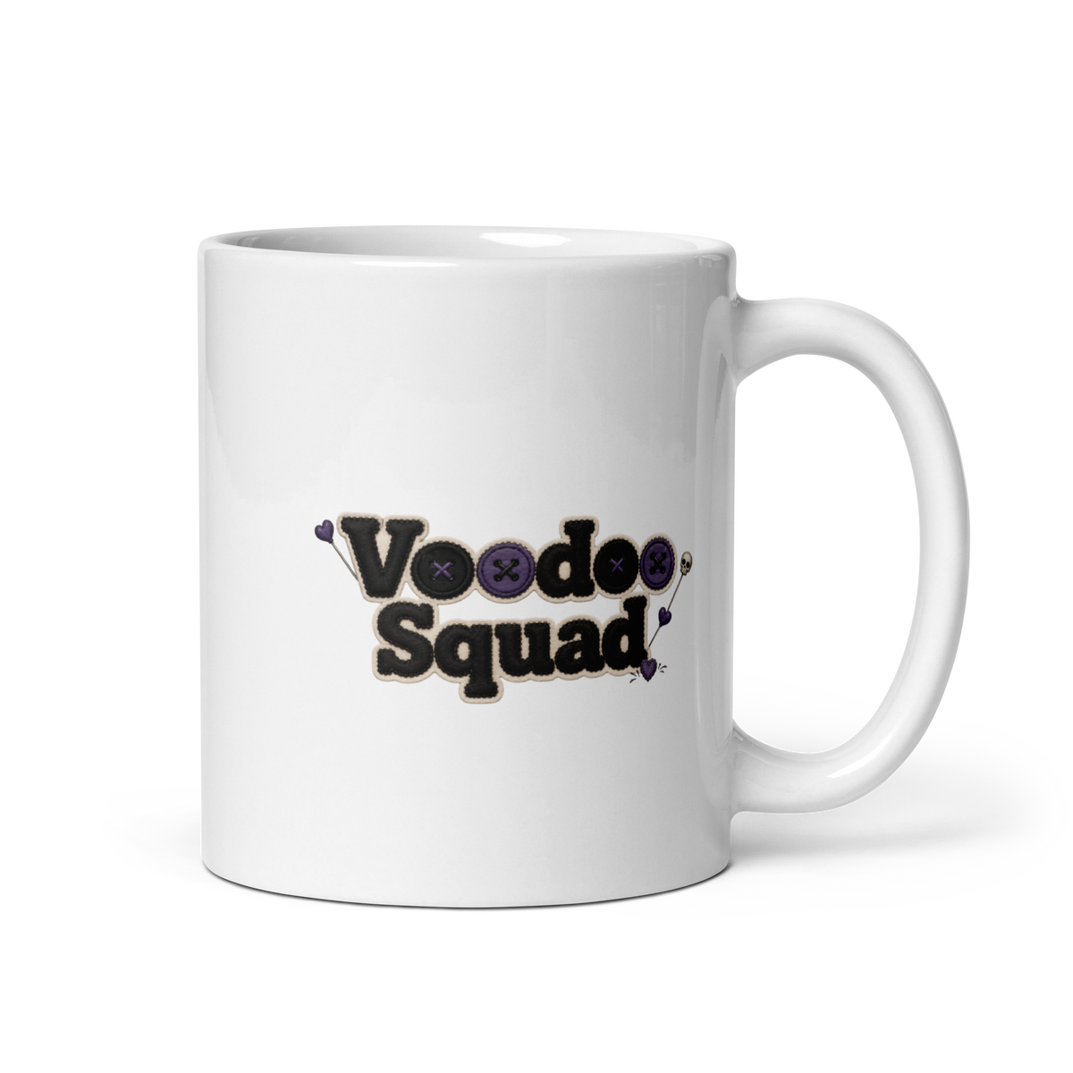Love Heart Mug – cute ceramic coffee mug "Made With Love", 11 oz, handle on right, Voodoo Squad