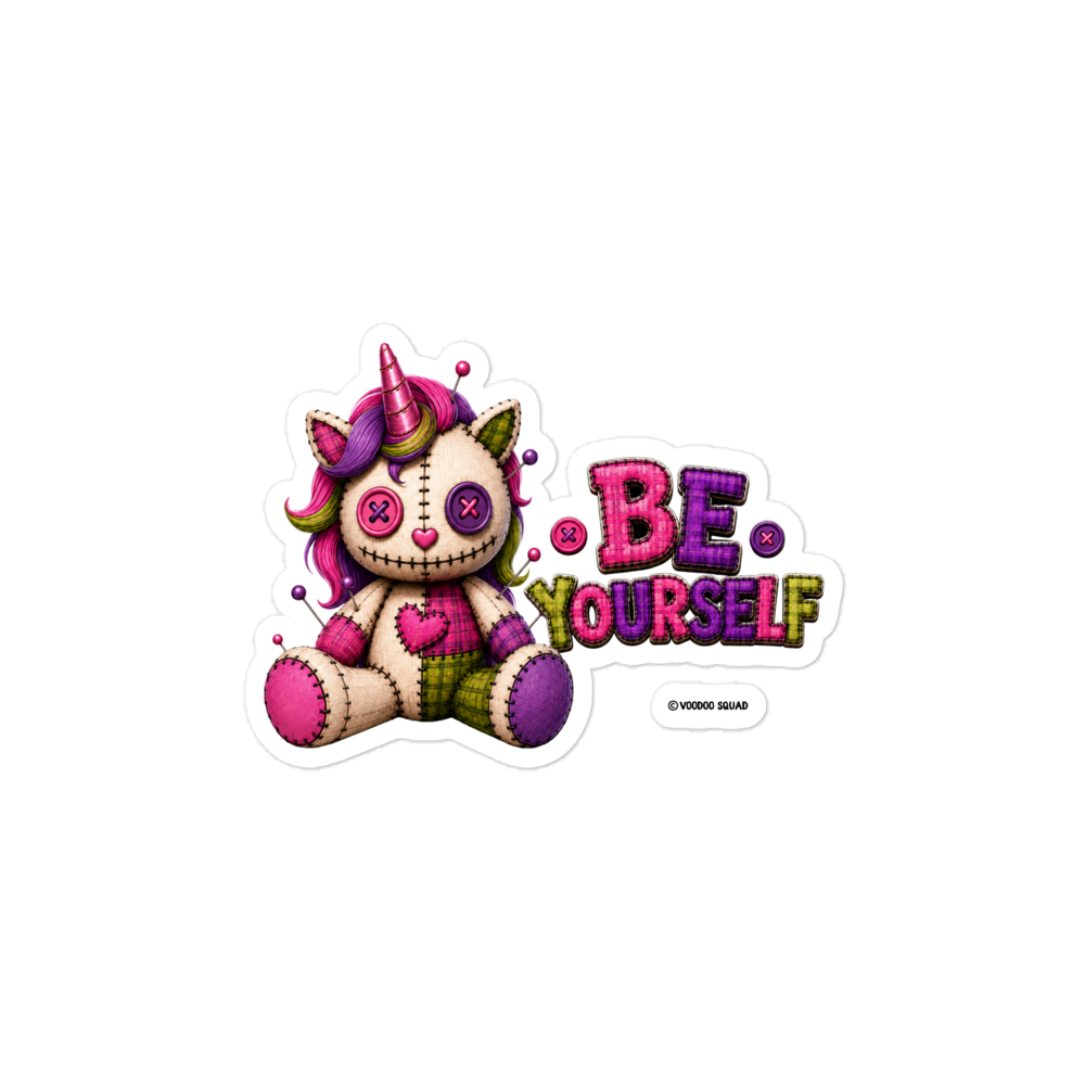 Luna Unicorn Sticker – cute magical vinyl sticker with sparkling horn and rainbow mane, 4×4 inch, Voodoo Squad