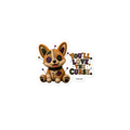 Parker Corgi Sticker – cute vinyl sticker with floppy ears and bone charm, 3×3 inch, Voodoo Squad